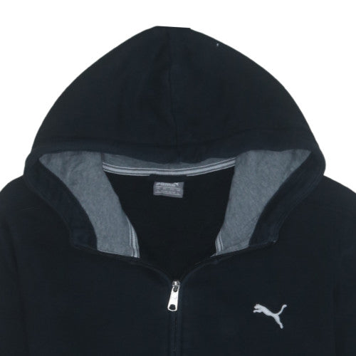 Puma Men's Black Full Zip Hoodie L Fleece Logo Sportswear