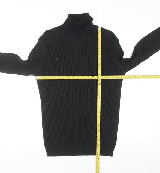 Brave Soul Men’s Black Roll Neck Knit Jumper Size L
