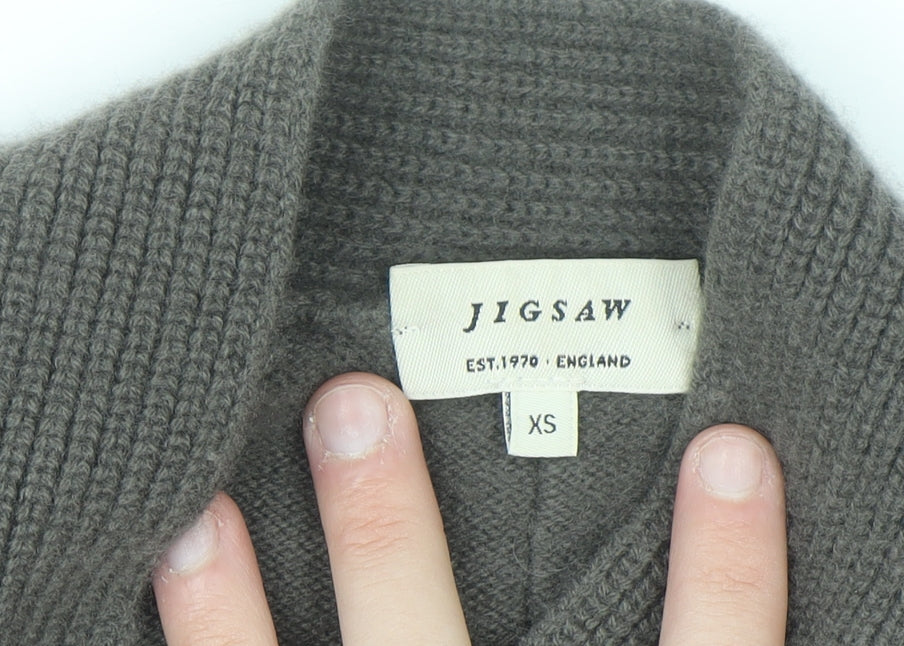 Jigsaw Women's Grey Wool Cashmere V-Neck Cardigan XS