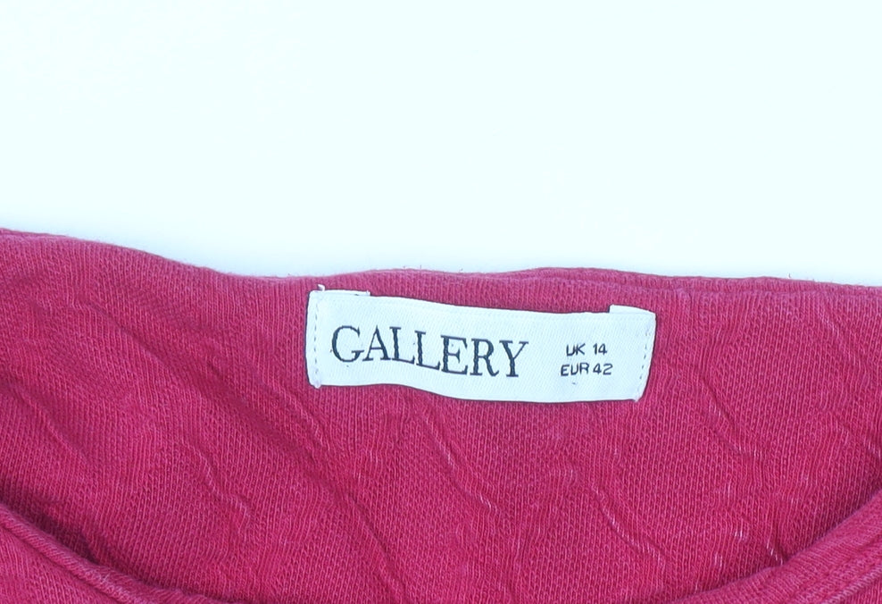 Additional view of Gallery women’s pink long sleeve crew neck jumper, size UK 14