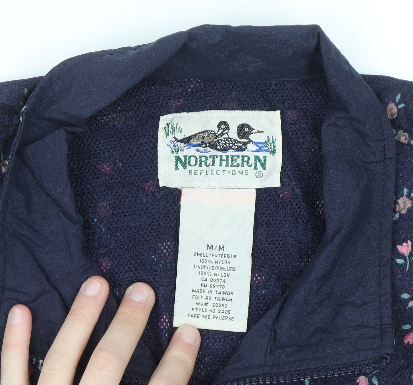 Northern Reflections Women Blue Floral Windbreaker Jacket M Nylon