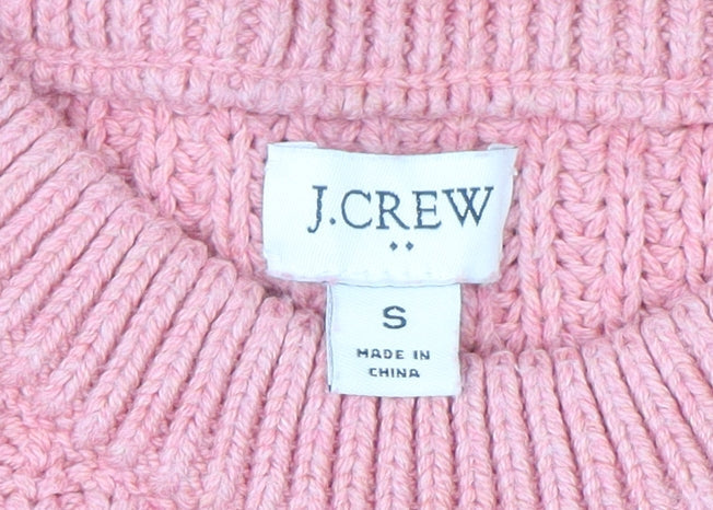 J.Crew Women Pink Cotton Chunky Knit Crew Neck Jumper Size S
