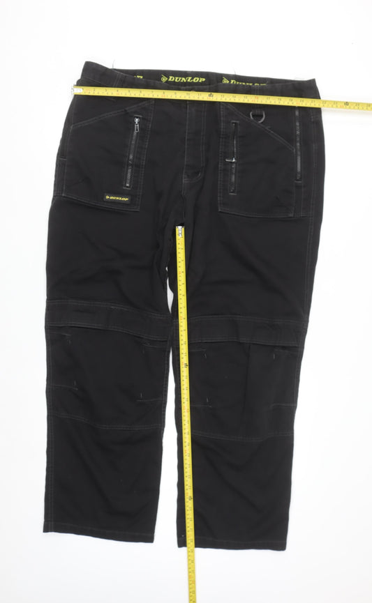 Dunlop Men's Black Cargo Workwear Trousers W42 L32 Relaxed Fit