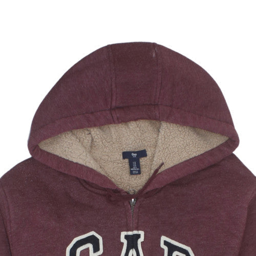 GAP Womens Burgundy Full Zip Hoodie Sherpa Lined Size S