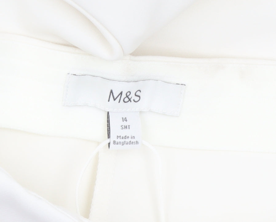 Marks and Spencer Women’s Ivory Tapered Trousers Size 14 Regular Fit