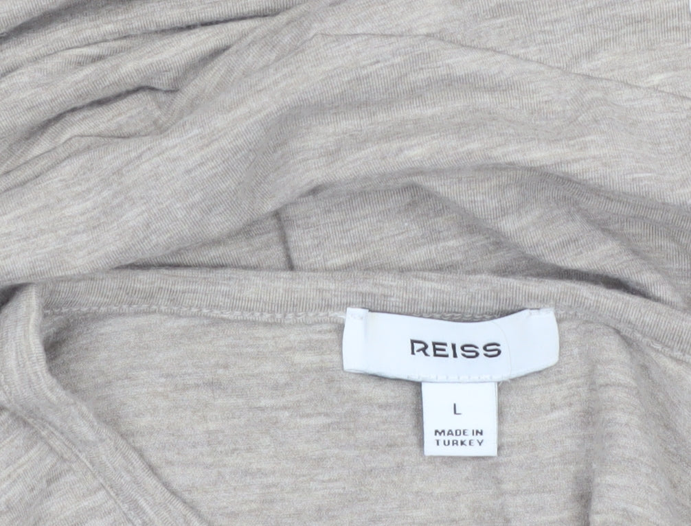 Reiss Women Beige Long Sleeve Wool Blend Jersey T-Shirt Size L