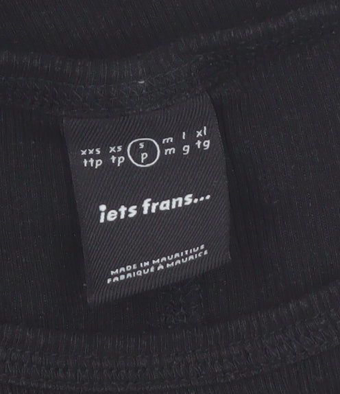 iets frans Women's Black Slim Fit Short Sleeve Basic T-Shirt Size S