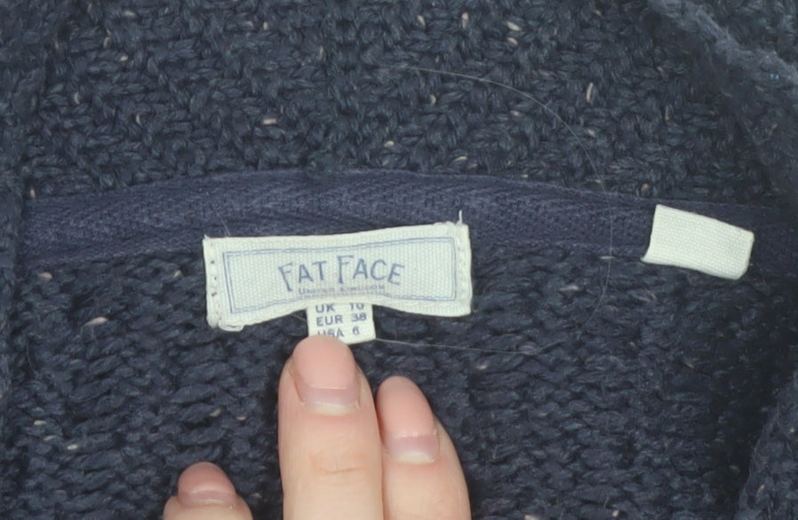 Fat Face Women's Blue Cable-Knit Open Front Cardigan Size 10