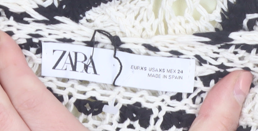 Zara Women’s Black & White Crochet Knit Short Dress XS