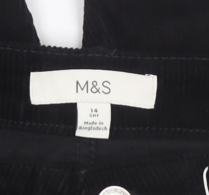 Marks and Spencer Women's Black Corduroy Tapered Trousers Size 14