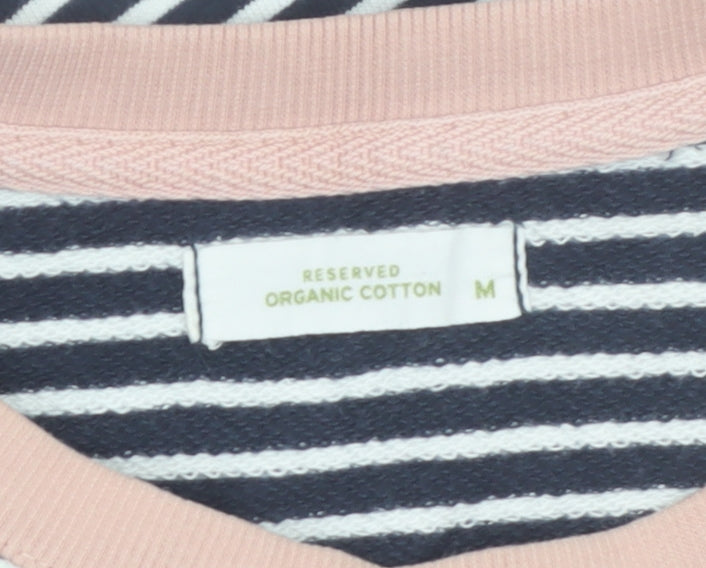 Reserved Women’s Navy Striped Sweatshirt Medium Organic Cotton