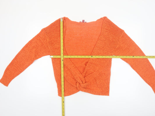 Joe Browns Women’s Orange V-Neck Twist Front Knit Jumper Size 12