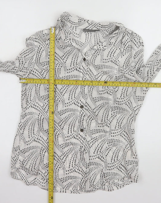 Mexx Womens White Geometric Cotton Button-Up Shirt Size 16