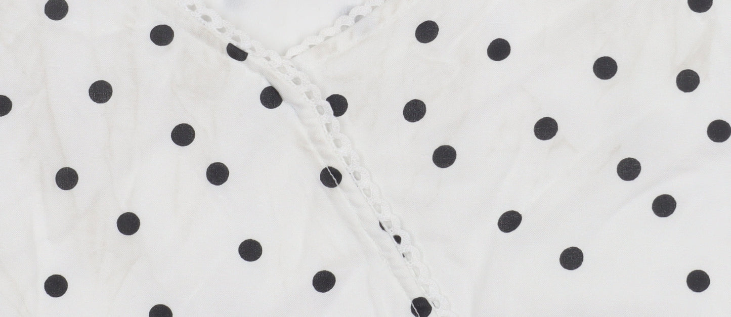 Additional view of Abercrombie Kids girls’ white polka dot wrap blouse top 15-16 years