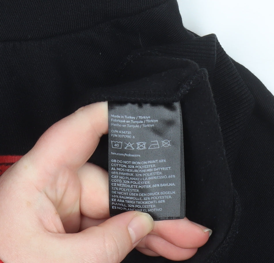 H&M Boys Black Stranger Things Pullover Hoodie 14 Years Graphic Print