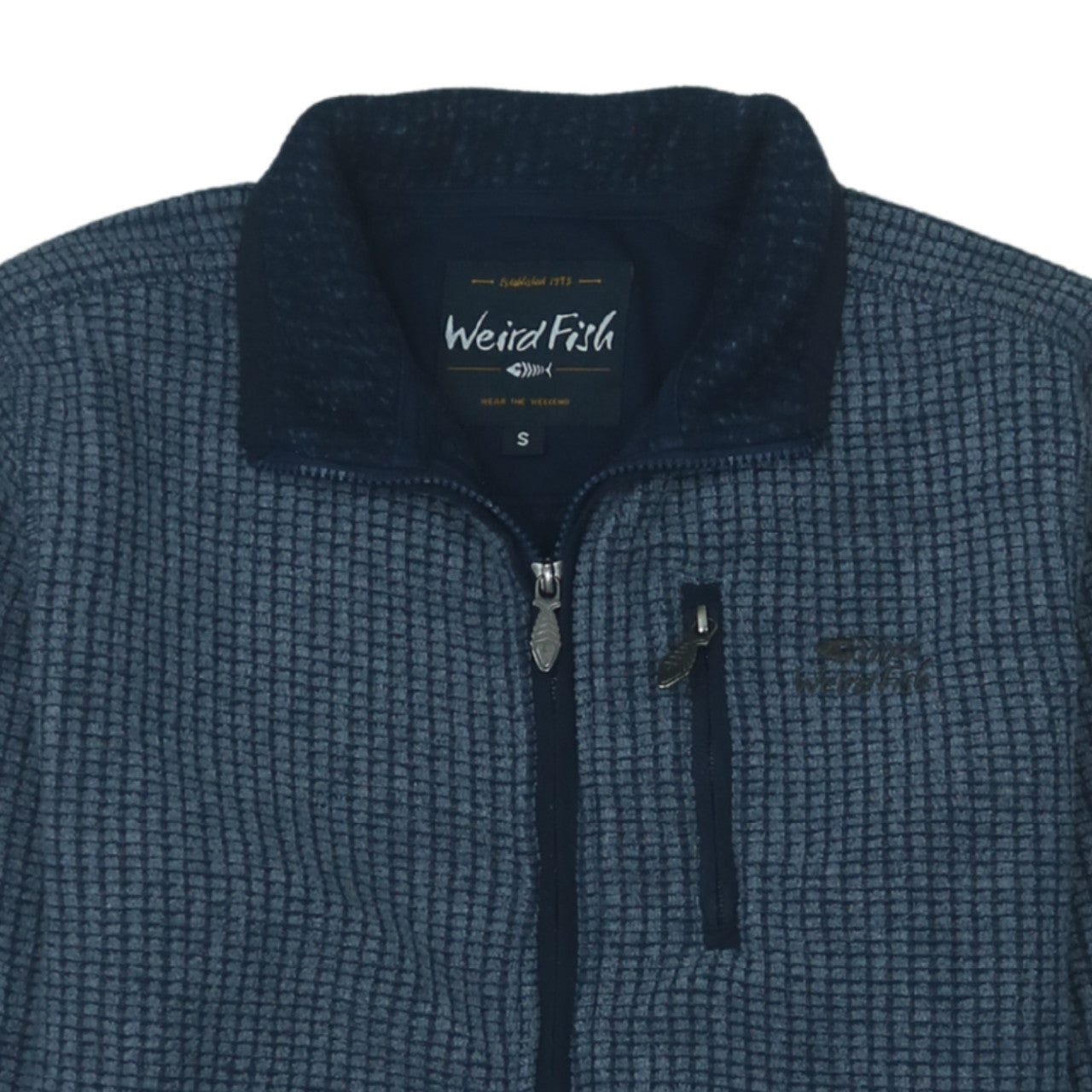 Weird Fish Men's Blue Full Zip Fleece Jacket Size S Outdoor Casual