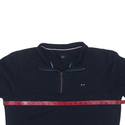 FQ1924 Men's Blue 1/4 Zip High Neck Sweatshirt Size L