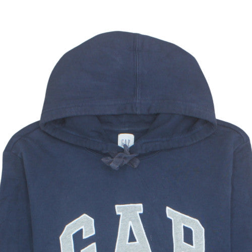 GAP Mens Blue Pullover Hoodie Medium Fleece Logo Sweatshirt