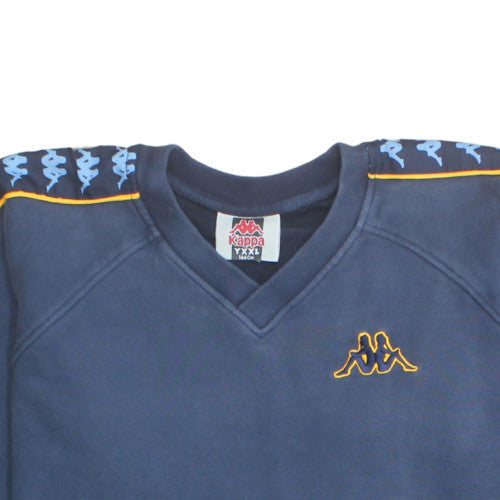 Additional view of Kappa boys’ navy blue 164cm logo tape v-neck sweatshirt