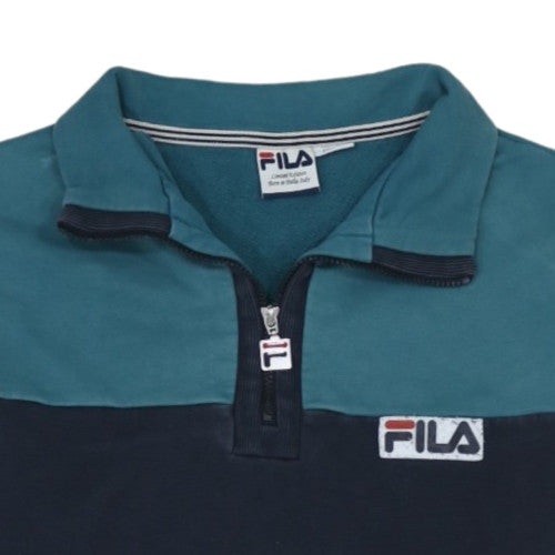 FILA Men's Blue Retro 1/4 Zip Collared Sweatshirt XL