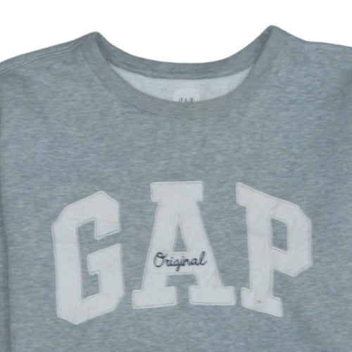 GAP Women Grey Logo Crew Neck Pullover Sweatshirt Size L
