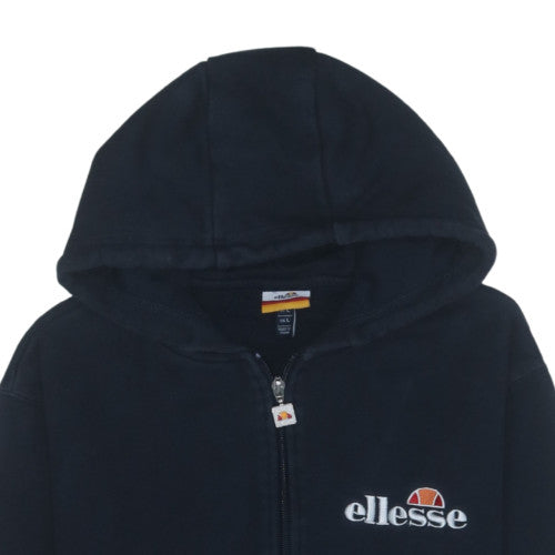 Ellesse Mens Black Full Zip Hoodie L Logo Fleece Sweatshirt