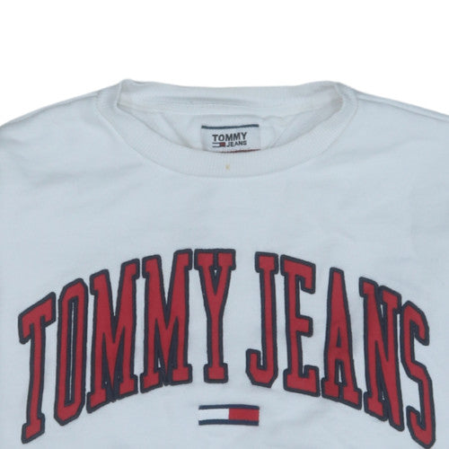 Tommy Jeans Men's White Embroidered Logo Sweatshirt M
