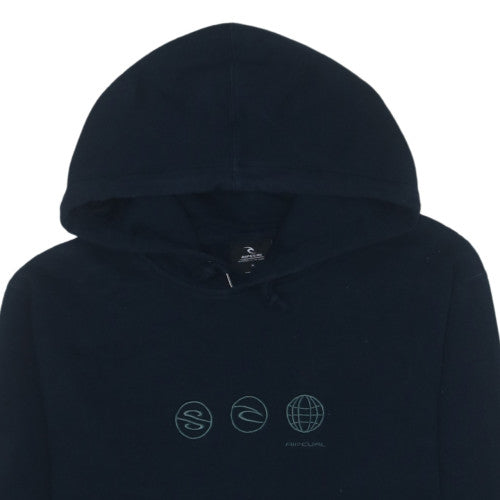 Rip Curl Men's Black Pullover Hoodie M Fleece Surf Logo Sweatshirt