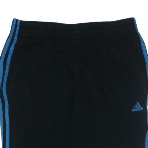 Adidas Boys Black Track Pants 13-14 Years Jogger Cuffed Bottoms Sportswear