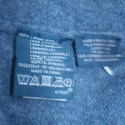 Polo Ralph Lauren Men's Blue Wool 1/4 Zip High Neck Jumper Size M