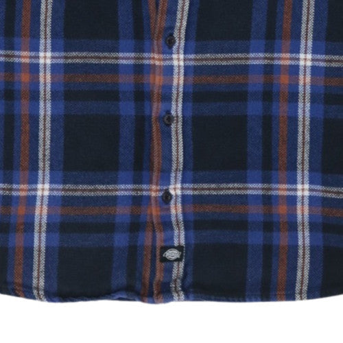 Dickies Men's Blue Orange Plaid Flannel Button-Up Shirt XL