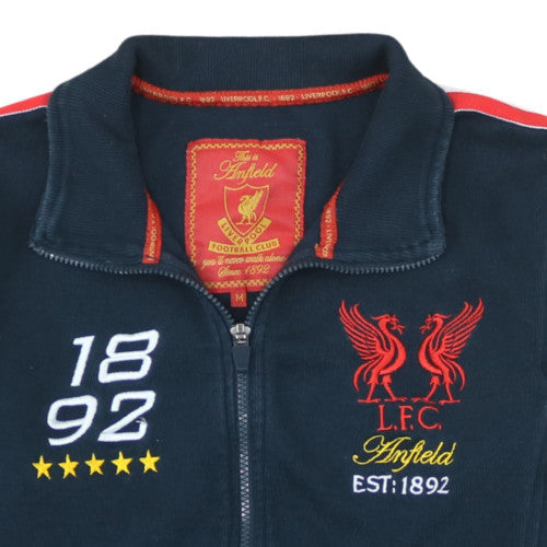 Liverpool FC Men's Navy Full Zip Sweatshirt Medium Embroidered Anfield Design