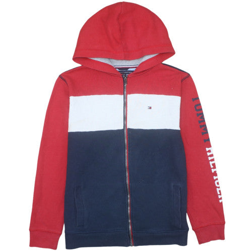 Additional front view of Tommy Hilfiger Teens Red Blue Full Zip Hoodie XL (20) Cotton Blend