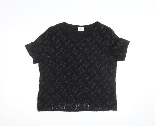 Eastex Women's Black Lace Short Sleeve Blouse Size 16