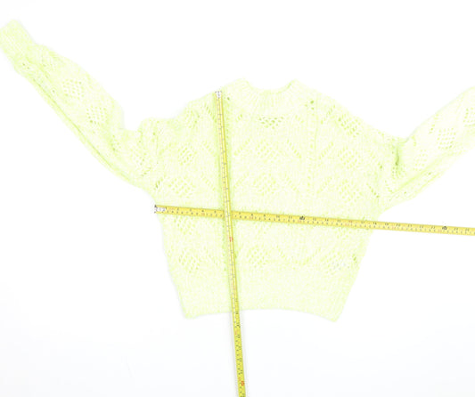 River Island Women’s Yellow Open-Knit Pullover Jumper Size S