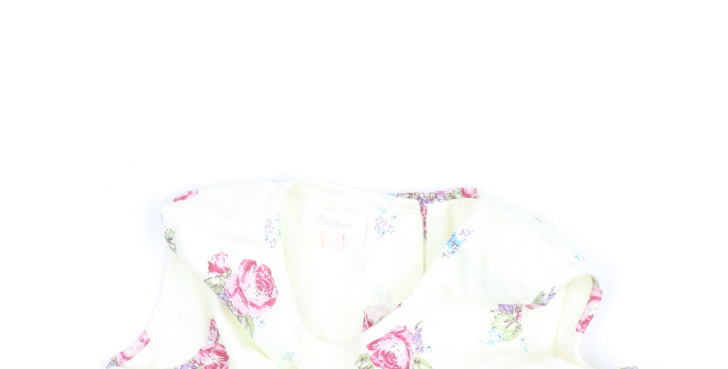 Monsoon Girls Ivory Floral A-Line Party Dress 7 Years