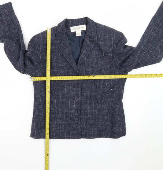 Jones New York Women's Navy Wool Blend Blazer Jacket Size 12 Classic Lined