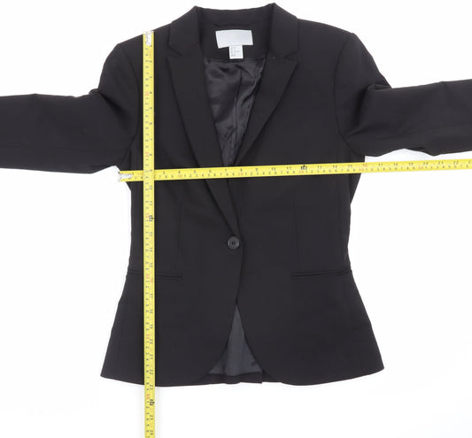 H&M Womens Black Slim Fit Blazer Jacket Size 10 Formal Workwear