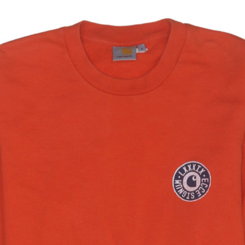 Carhartt Men's Orange Logo Crew Neck Sweatshirt Size M