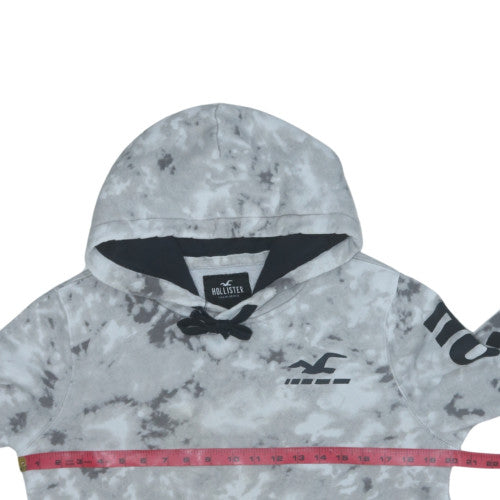 Hollister Men’s Grey Tie-Dye Pullover Hoodie Size S Fleece Logo