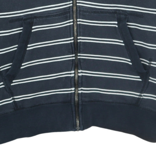 Nike Men's Navy Striped Full Zip Hoodie XXL Cotton Casual