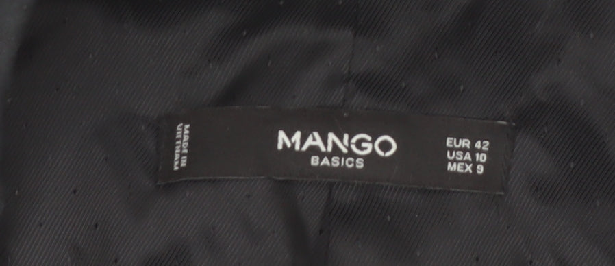 Mango Women Black Tailored Single-Breasted Blazer Size 14