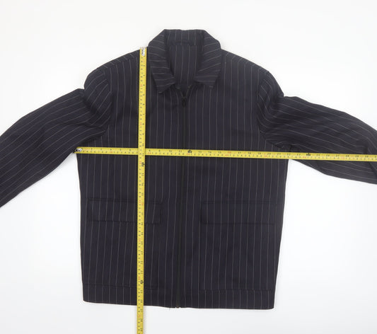 Topman Men's Black Pinstripe Zip-Up Jacket M Regular Fit
