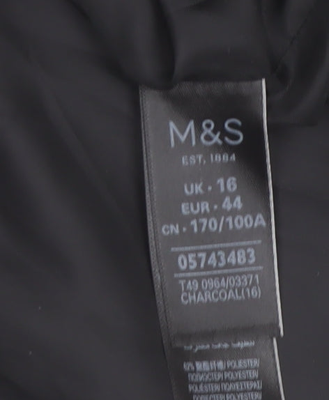 Marks and Spencer Womens Grey Wool Blend Long Overcoat Size 16