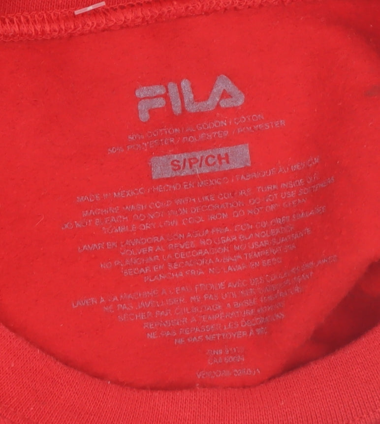 FILA Men's Red Crew Neck Logo Pullover Sweatshirt Size S