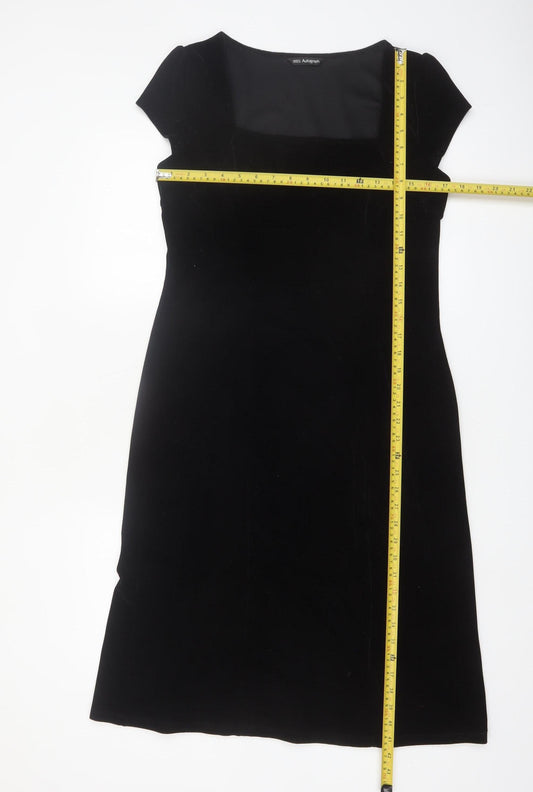 Marks and Spencer Women’s Black Velvet Sheath Dress Size 14