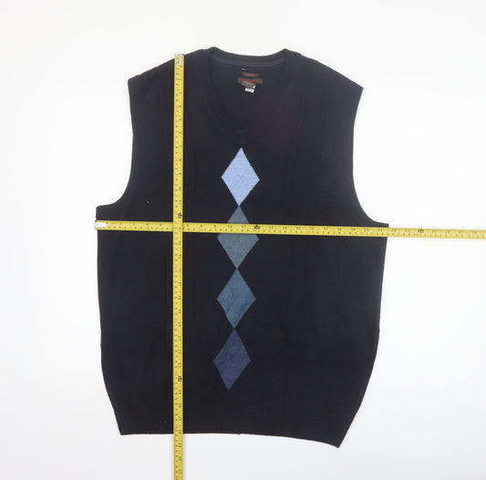 Dockers Men's Blue Argyle Slim Fit V-Neck Sleeveless Vest XL