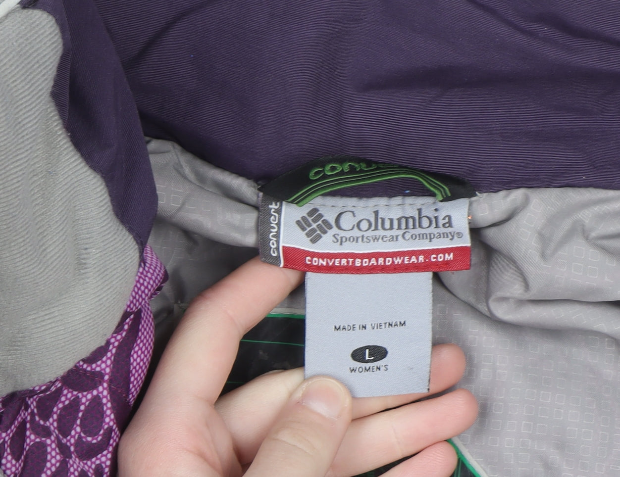 Columbia Women’s Grey Ski Jacket Waterproof L Hooded Winter Coat