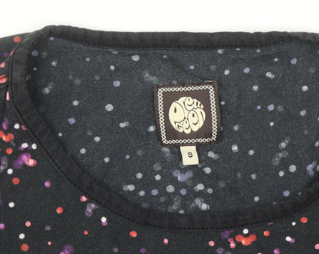 Pretty Green Men's Black Polka Dot Cotton T-Shirt Size S