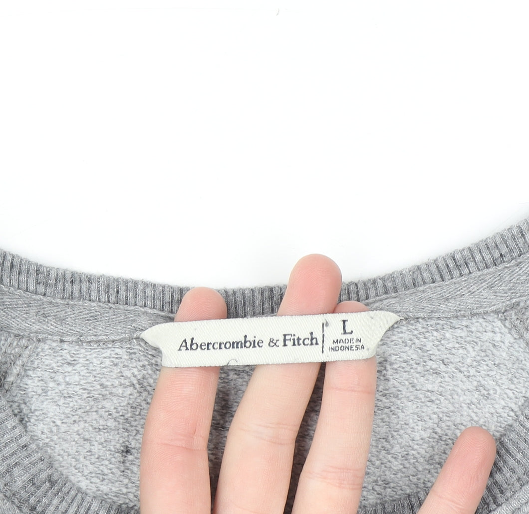 Abercrombie & Fitch Women’s Grey Logo Crew Neck Sweatshirt L